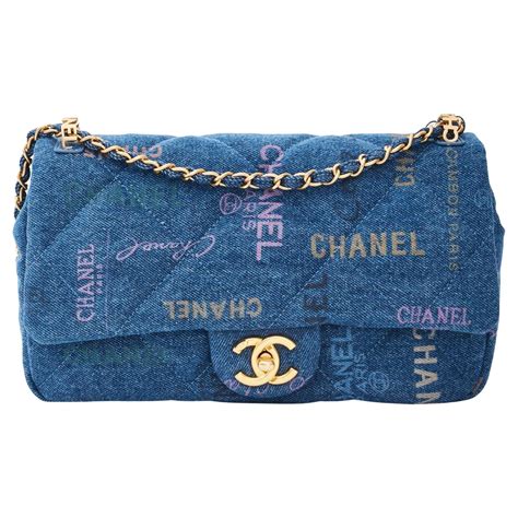 chanel printed denim bag|Chanel denim bag for sale.